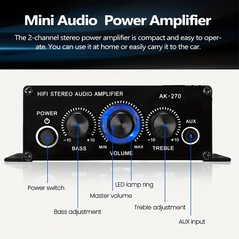 AK-270 400W Mini Power Amplifi - Home Cinema Beamer avis et prix